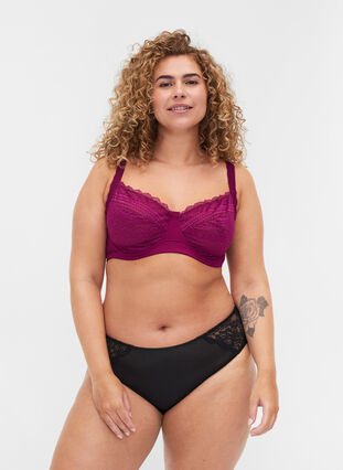 Emma spets-bh med bygel, Magenta purple, Model image number 2