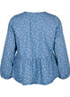 Peplum denimblus med knytband, Light Blue w.Flowers, Packshot image number 1