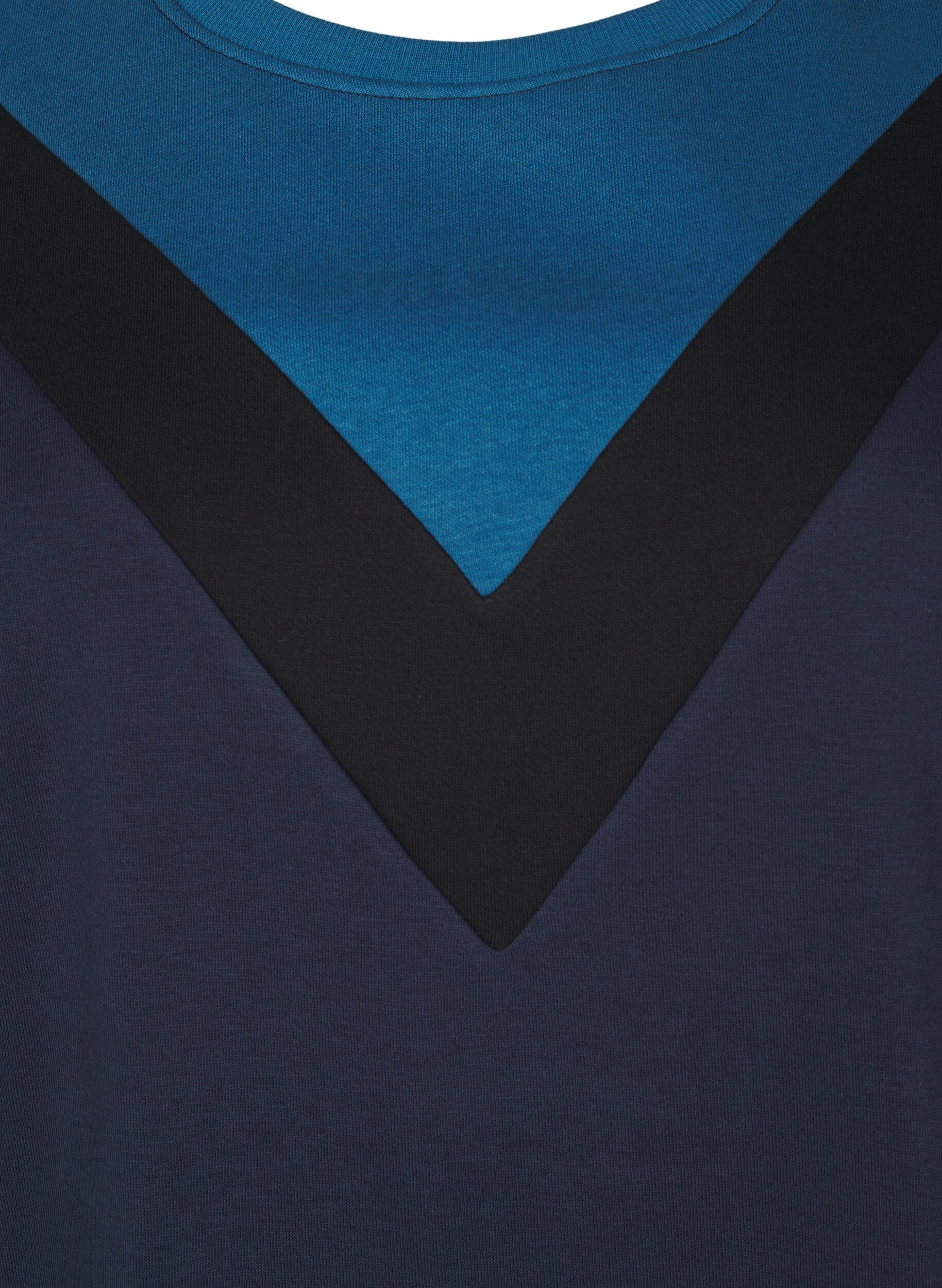 Zizzi L&aring;ng sweatshirt med f&auml;rgblock, Navy B. Color Block, Packshot image number 2