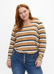Randig blus med l&aring;nga &auml;rmar, Svart, Model image number 0