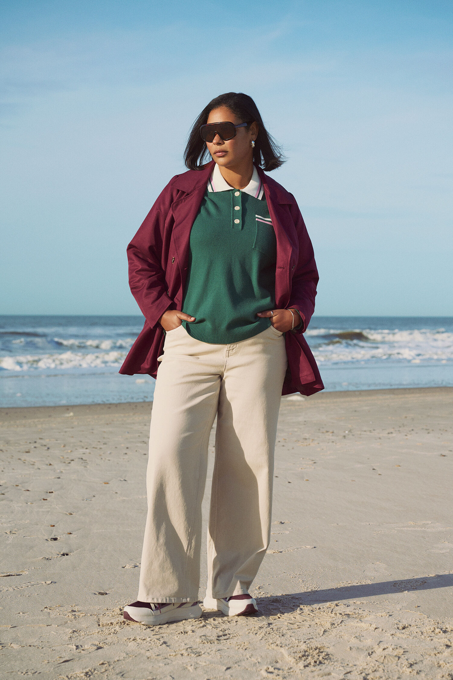 Zizzi Kort trenchcoat med b&auml;lte, , Model