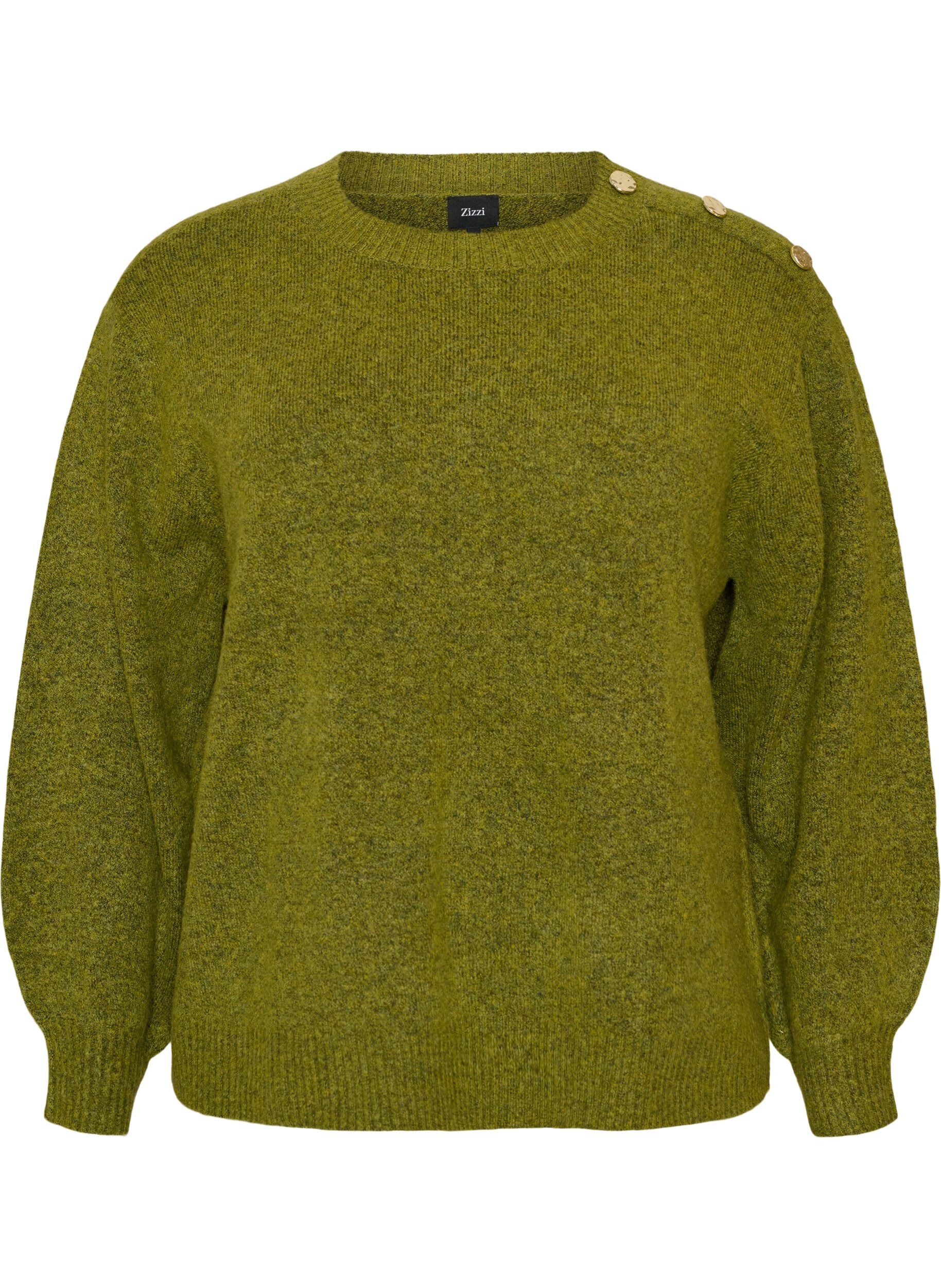 Stickad blus med knappdetalj