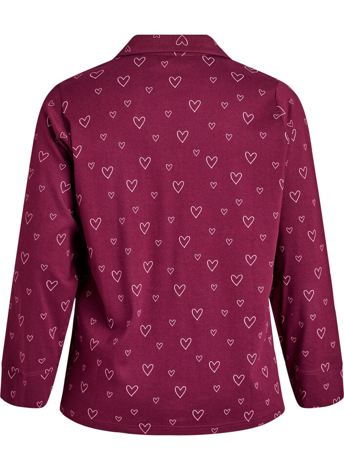 Pyjamasskjorta i bomull med br&ouml;stficka, R&ouml;d, Packshot image number 1