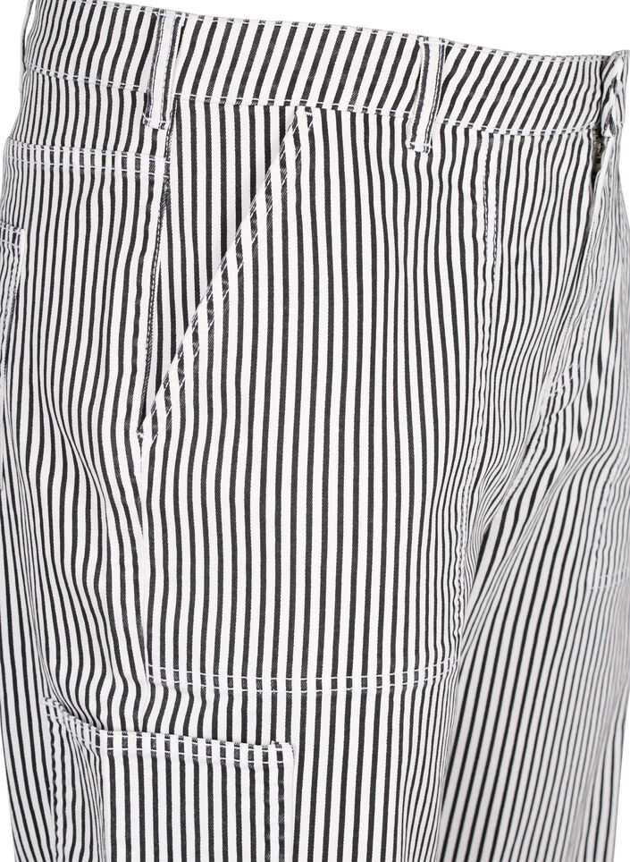 Randiga cargojeans med rak passform, Black White Stripe, Packshot image number 2