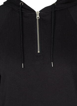 Långärmat sweatklänning med huva och ficka, Black, Packshot image number 2