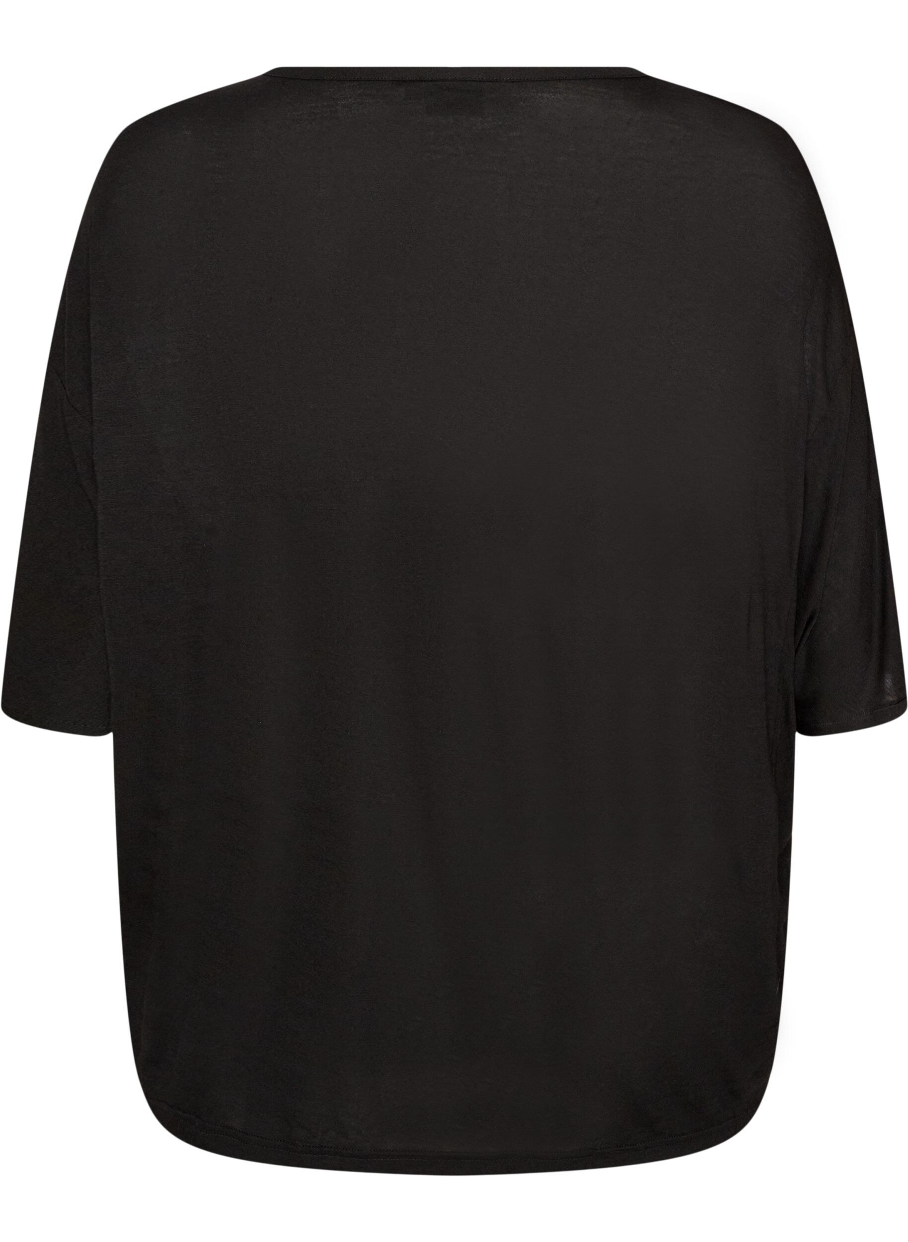 ZizziL&ouml;s t-shirt i viskosjersey, Svart, Packshot image number 1