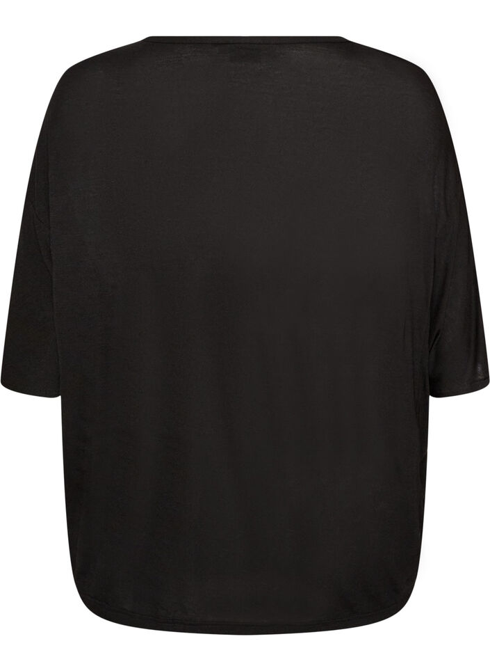 L&ouml;s t-shirt i viskosjersey, Svart, Packshot image number 1