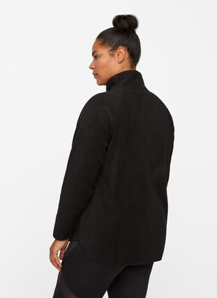 Fleece cardigan med blixtlås, Black, Model image number 1