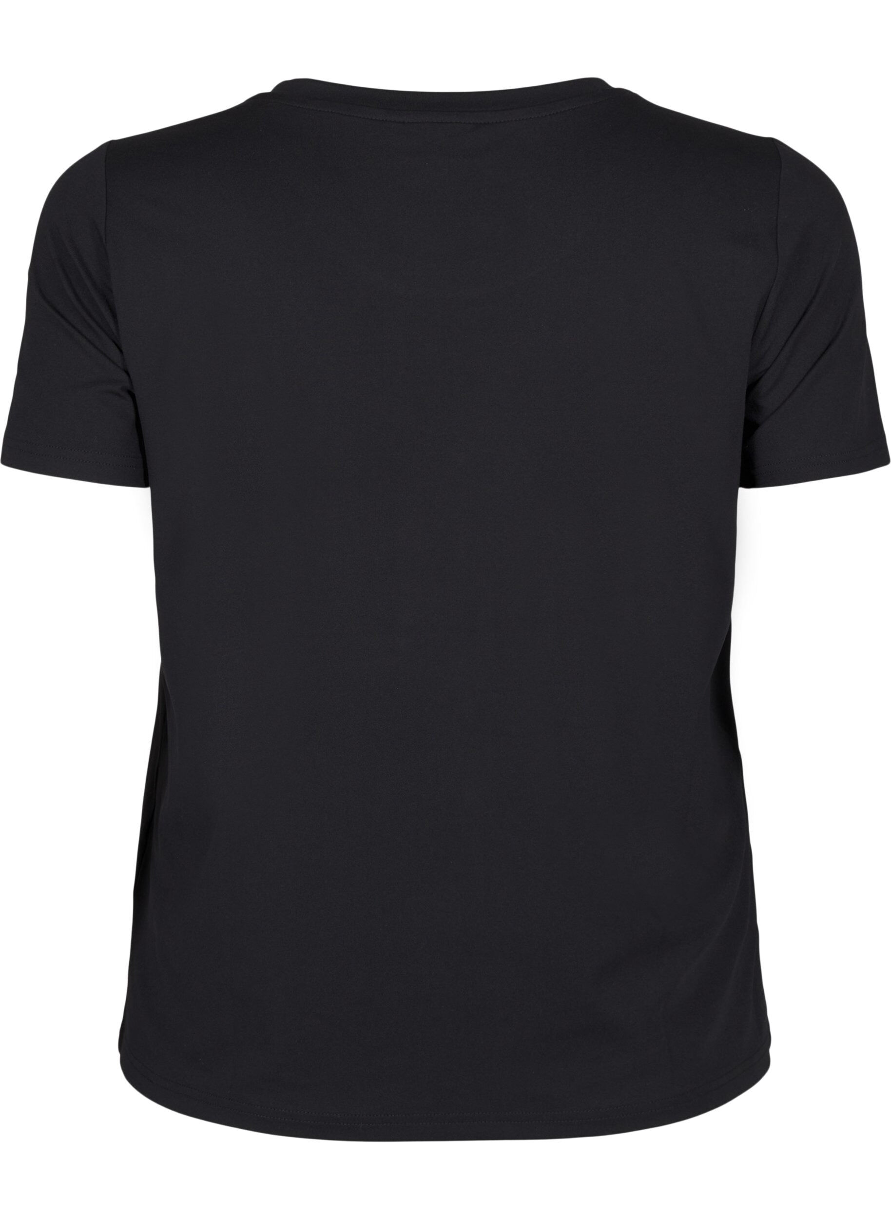 Zizzi Tr&auml;nings-T-shirt med smal passform och rund hals, Black, Packshot image number 1