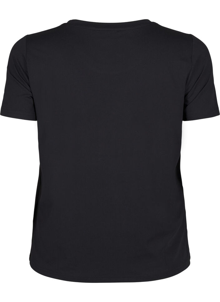 Tränings-T-shirt med smal passform och rund hals, Black, Packshot image number 1
