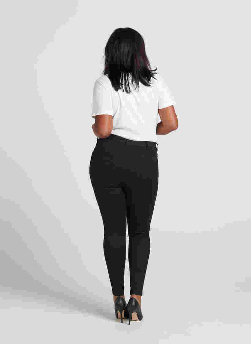 Super slim Amy jeans med hög midja, Black, Model image number 1