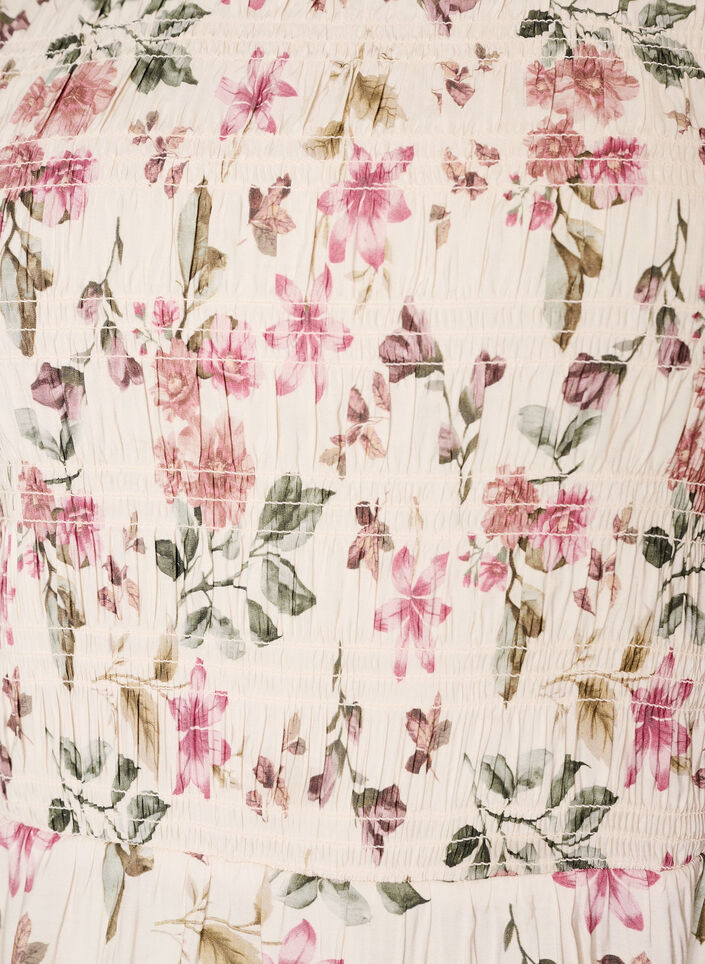 Blus i viskos med smock och peplumeffekt, Vanilla, Packshot image number 2
