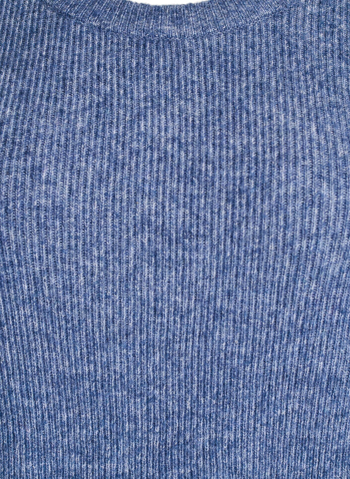 Melerad stickad blus med rund hals, Bl&aring;, Packshot image number 2