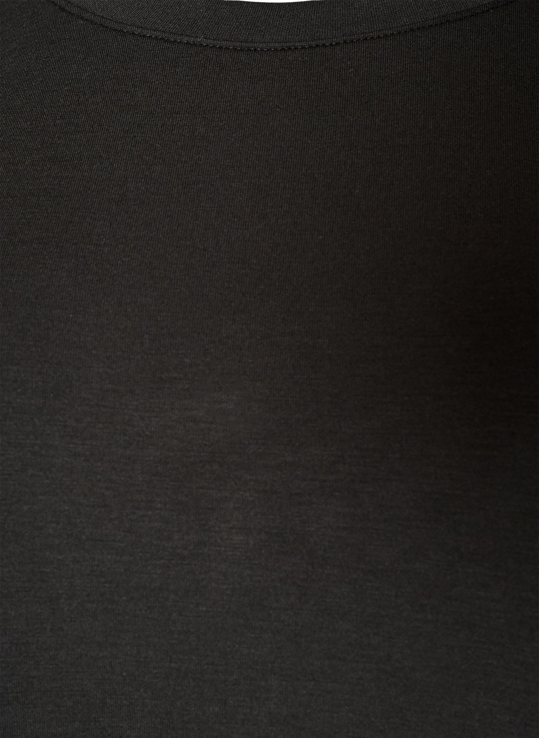 ZizziL&aring;ng&auml;rmad blus i jersey med rund hals, Svart, Packshot image number 2