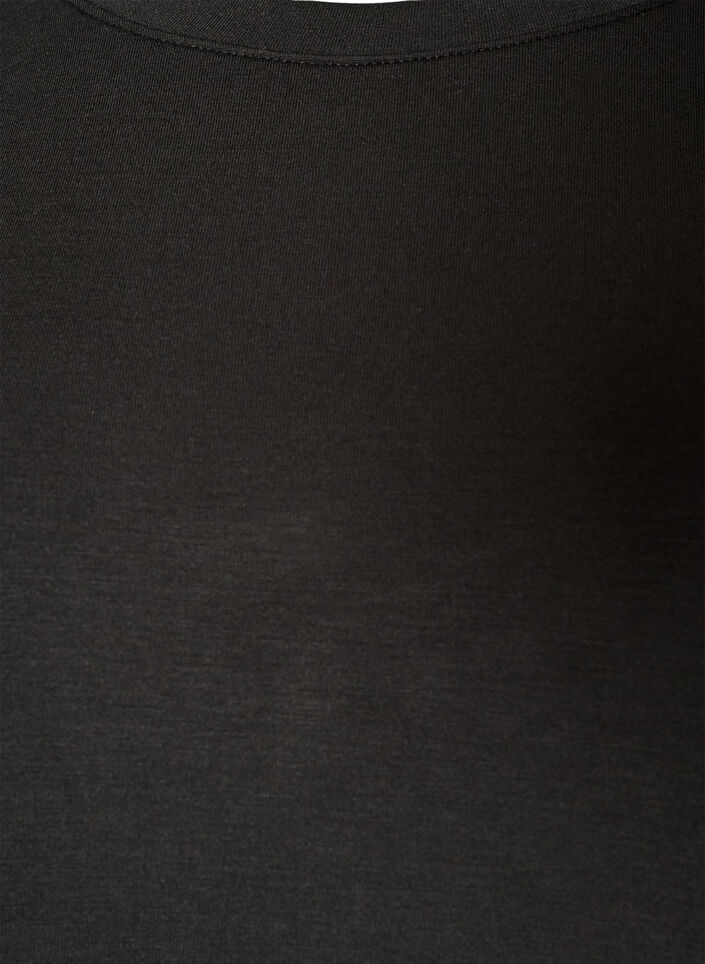 L&aring;ng&auml;rmad blus i jersey med rund hals, Svart, Packshot image number 2