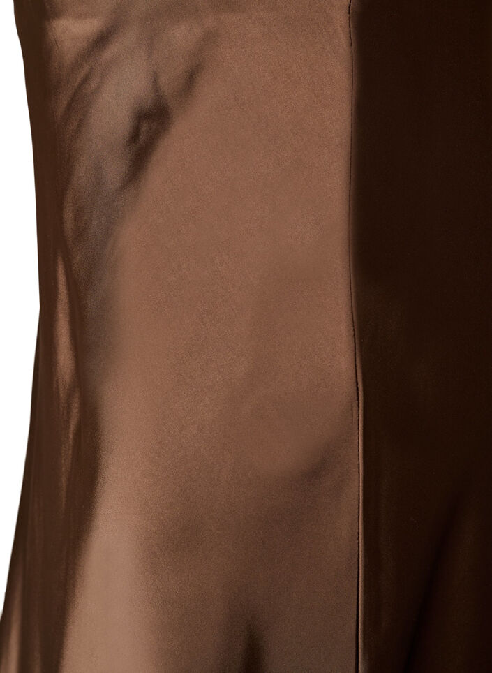 Midikjol i satin, Brun, Packshot image number 2