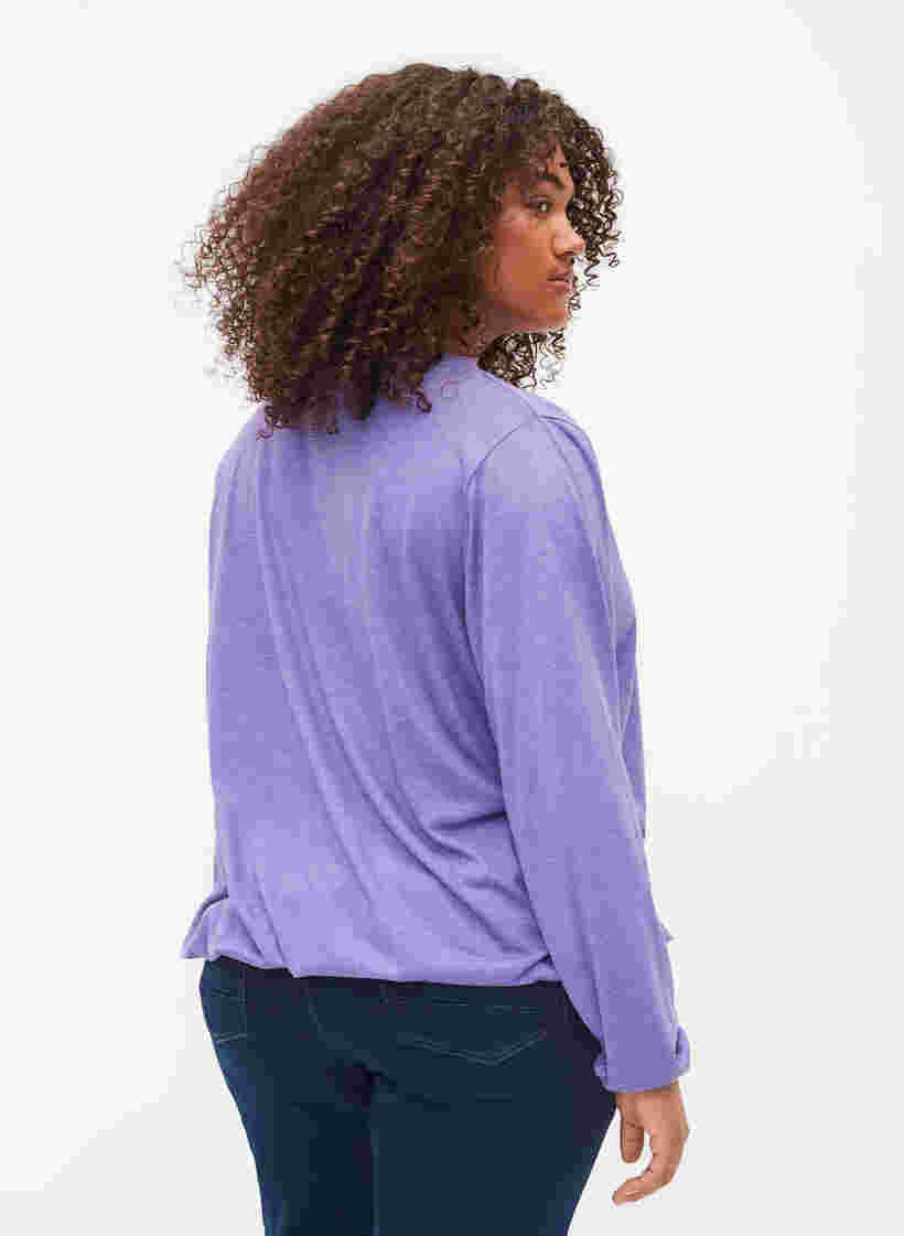 Melerad tröja med långa ärmar och v-hals, Veronica Mel., Model image number 1
