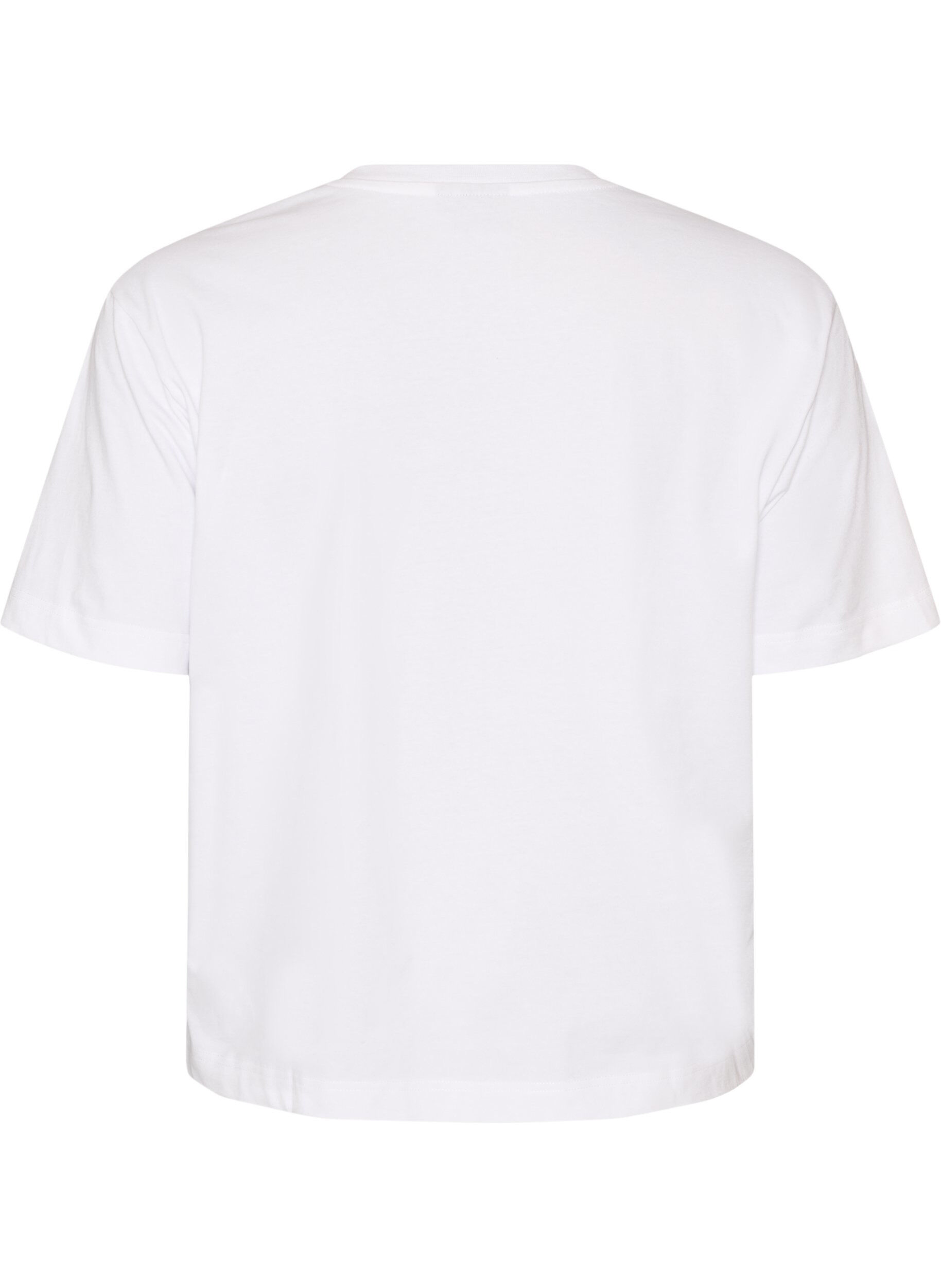 ZizziBoxig t-shirt i bomull, Vit, Packshot image number 1
