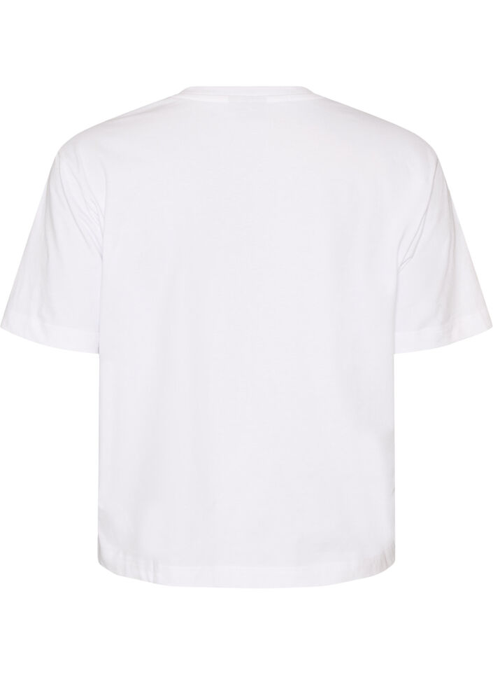 Boxig t-shirt i bomull, Vit, Packshot image number 1