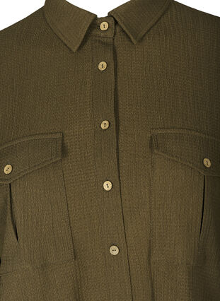 Skjorta med struktur och bröstfickor, Dark Green ASS, Packshot image number 2