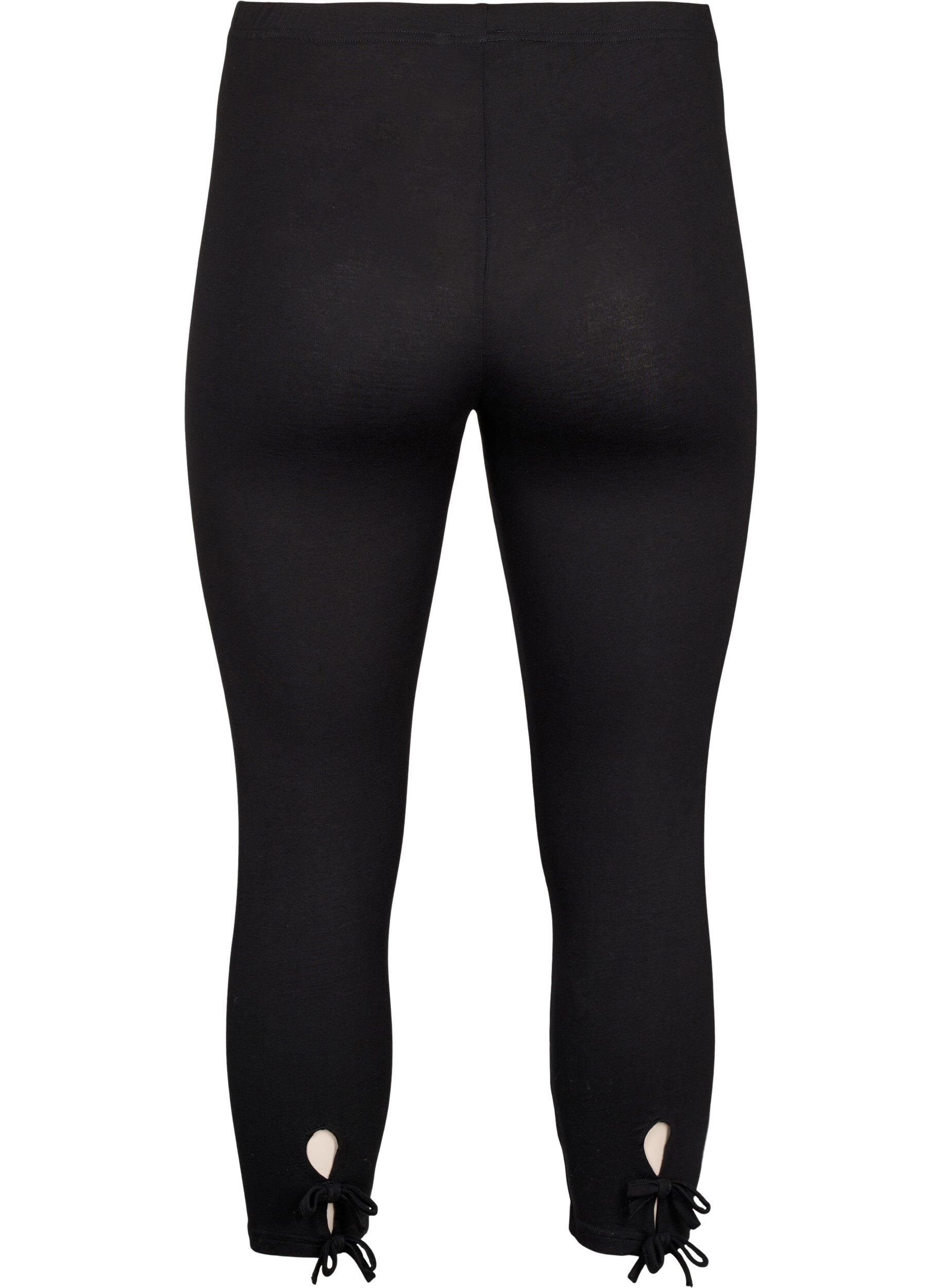 Zizzi Leggings med 3/4-l&auml;ngd i viskos med rosett, Black, Packshot image number 1