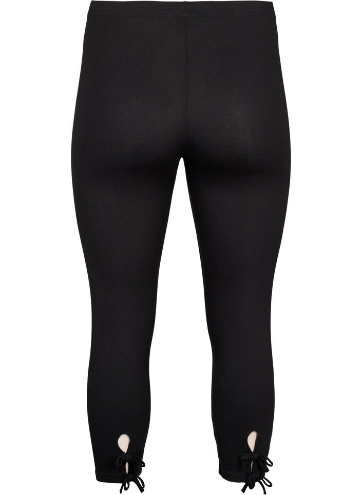 Leggings med 3/4-längd i viskos med rosett, Black, Packshot image number 1