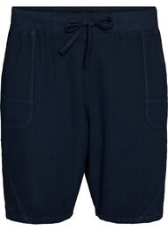 L&ouml;sa shorts i bomull med fickor, Bl&aring;