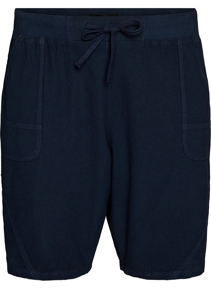 L&ouml;sa shorts i bomull med fickor, Bl&aring;, Packshot image number 0