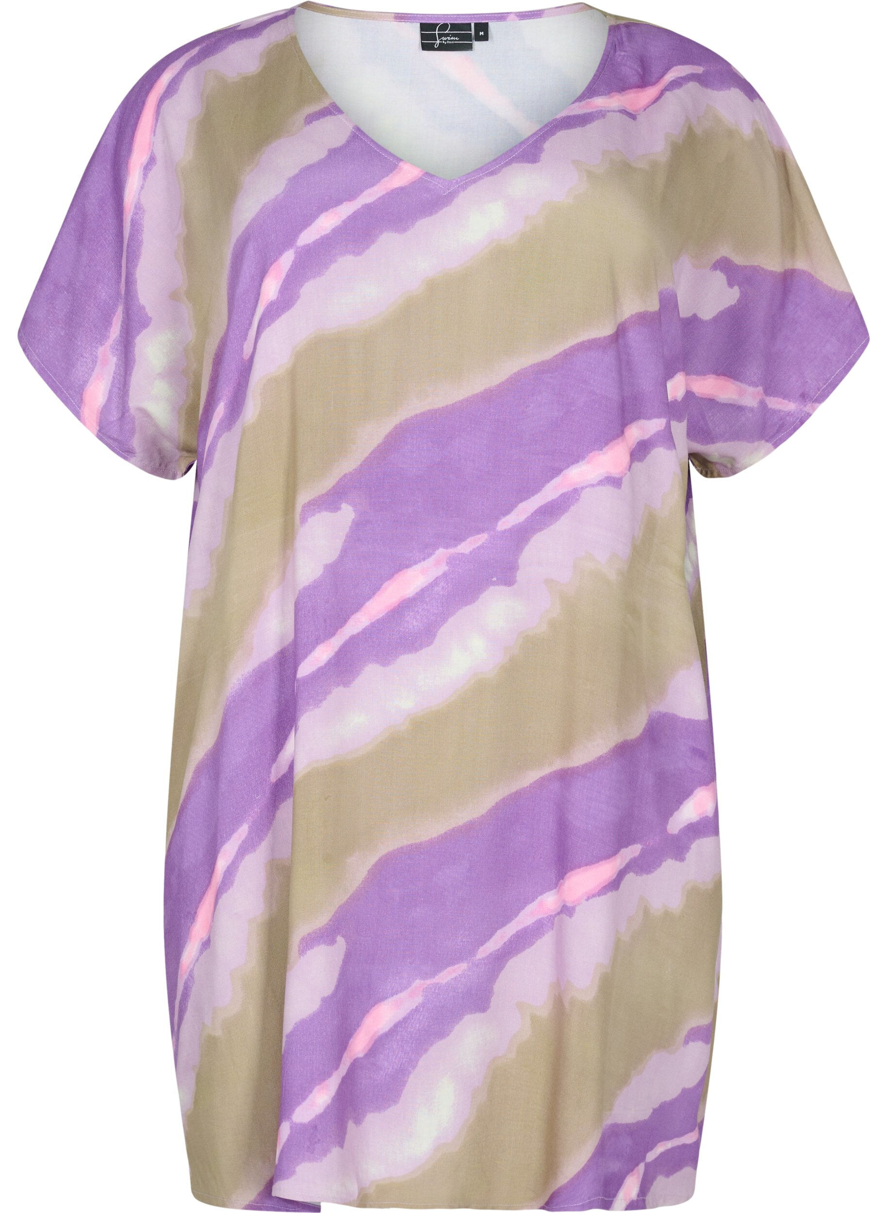 Zizzi Tryckt strandkl&auml;nning i viskos, Fantom Print, Packshot image number 0