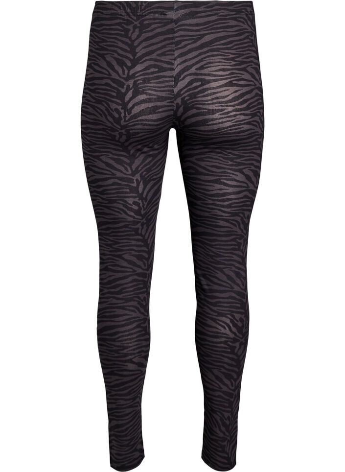 Leggings i viskos med zebramönster, Svart, Packshot image number 1