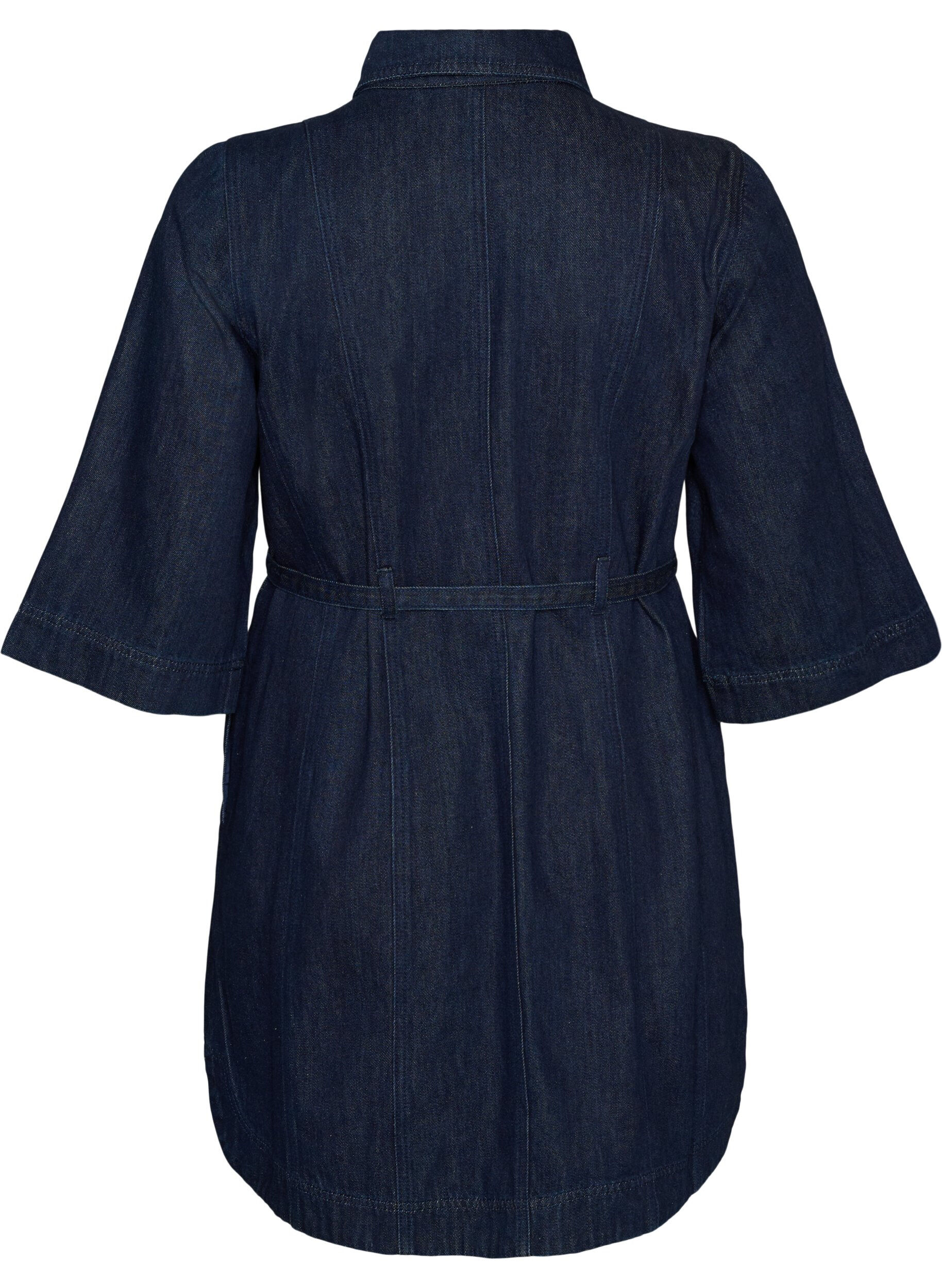 ZizziJeanskl&auml;nning med sk&auml;rp och 3/4-&auml;rmar, Bl&aring;, Packshot image number 1