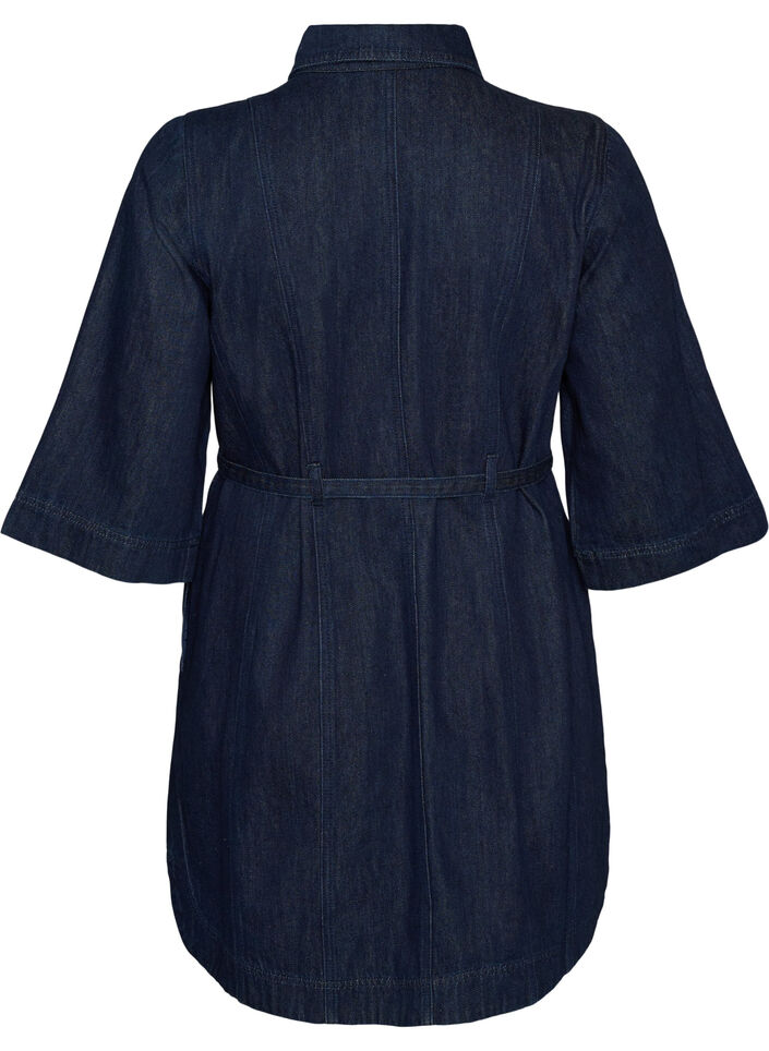 Jeanskl&auml;nning med sk&auml;rp och 3/4-&auml;rmar, Bl&aring;, Packshot image number 1