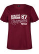 T-shirt i ekologisk bomull med ett sportigt texttryck, R&ouml;d, Packshot image number 0