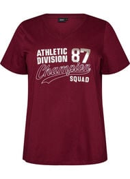 T-shirt i ekologisk bomull med ett sportigt texttryck, R&ouml;d