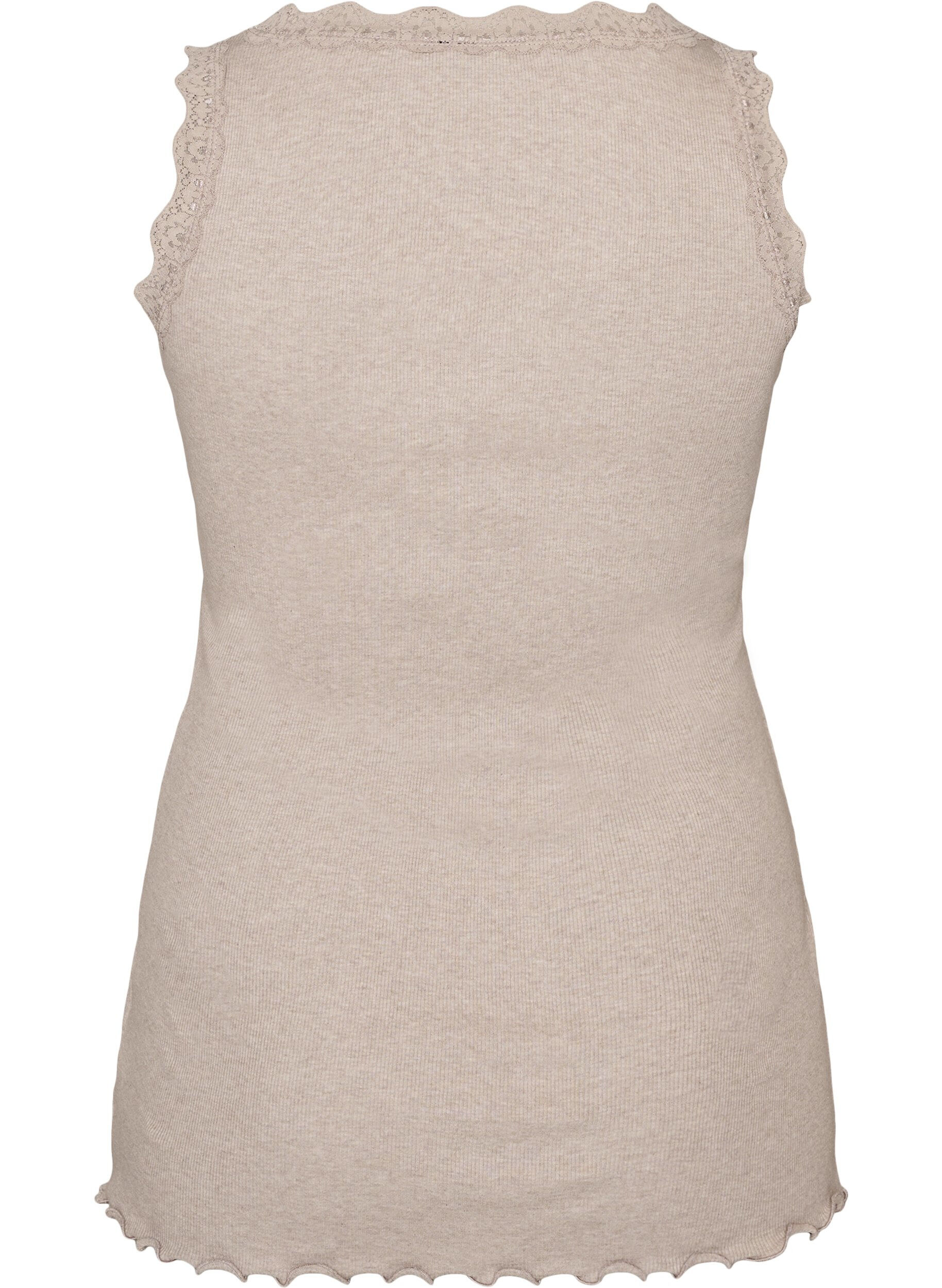 ZizziRibbad topp med spetskant, Beige, Packshot image number 1