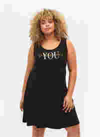 Ärmlös bomullsklänning med a-linjeform, Black W. YOU, Model