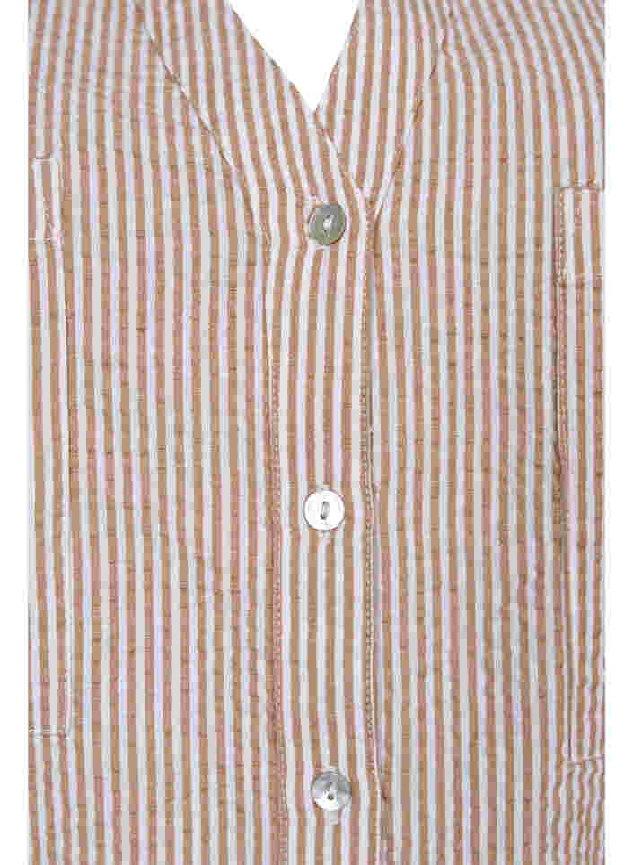 Randig bomullsskjorta med 3/4-ärmar, Natural Stripe, Packshot image number 2