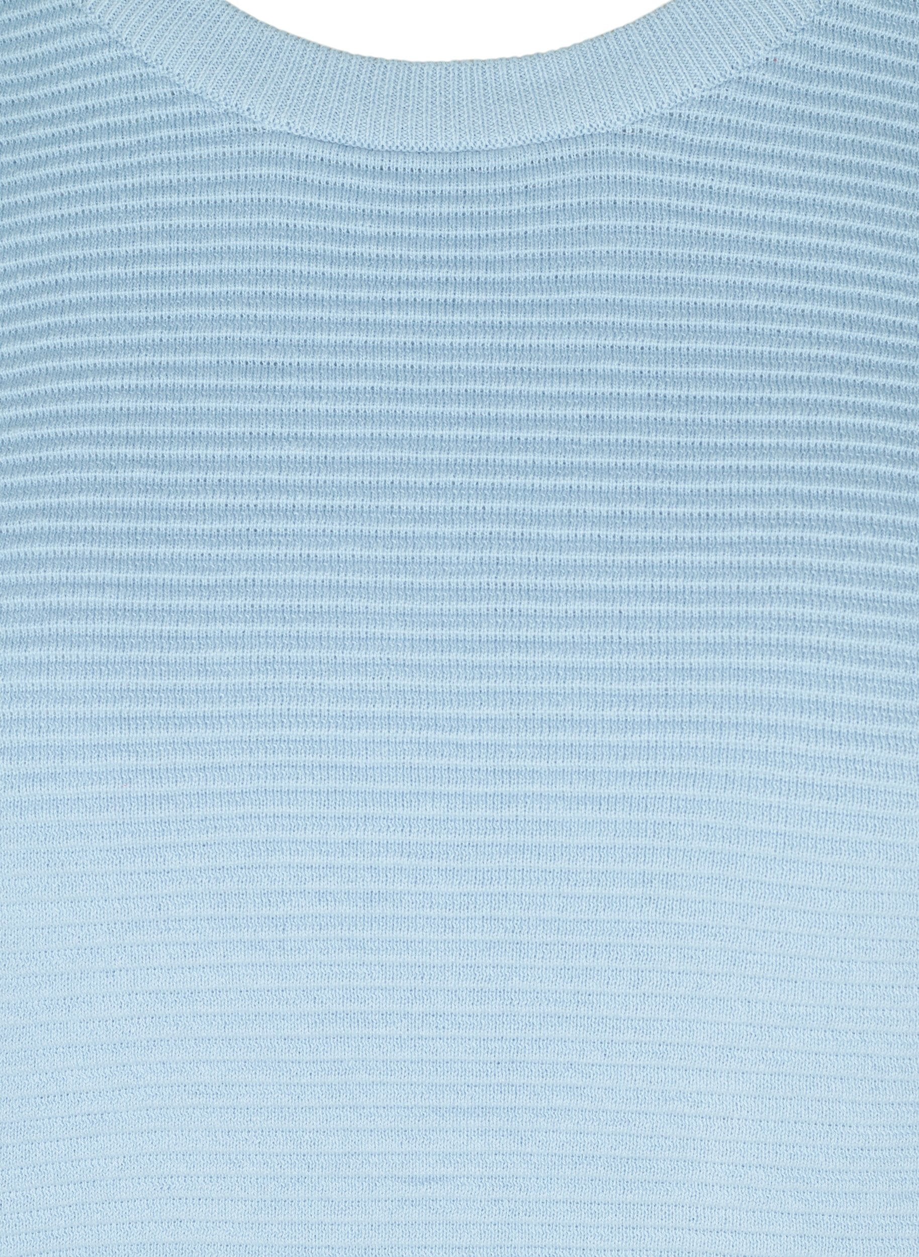 Zizzi L&aring;ng&auml;rmad stickad tr&ouml;ja i ekologisk bomull, Chambray Blue, Packshot image number 2