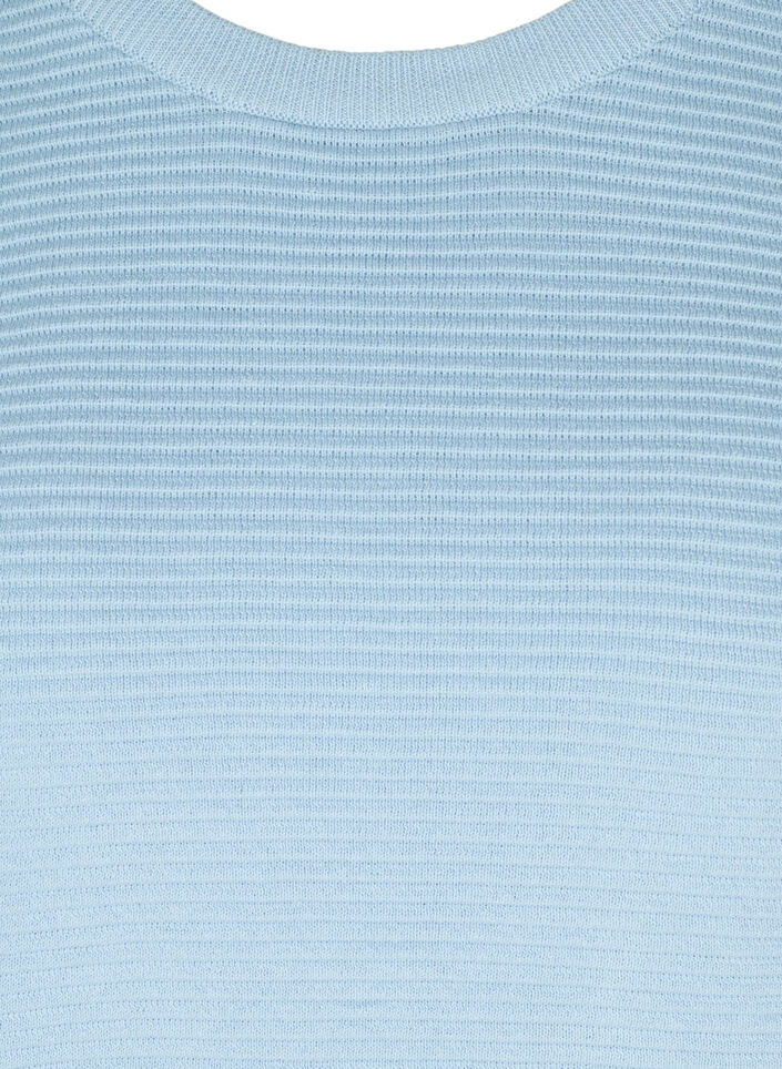 Långärmad stickad tröja i ekologisk bomull, Chambray Blue, Packshot image number 2