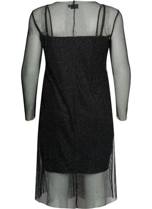 Nätklänning med långa ärmar, Black w. Silver, Packshot image number 1