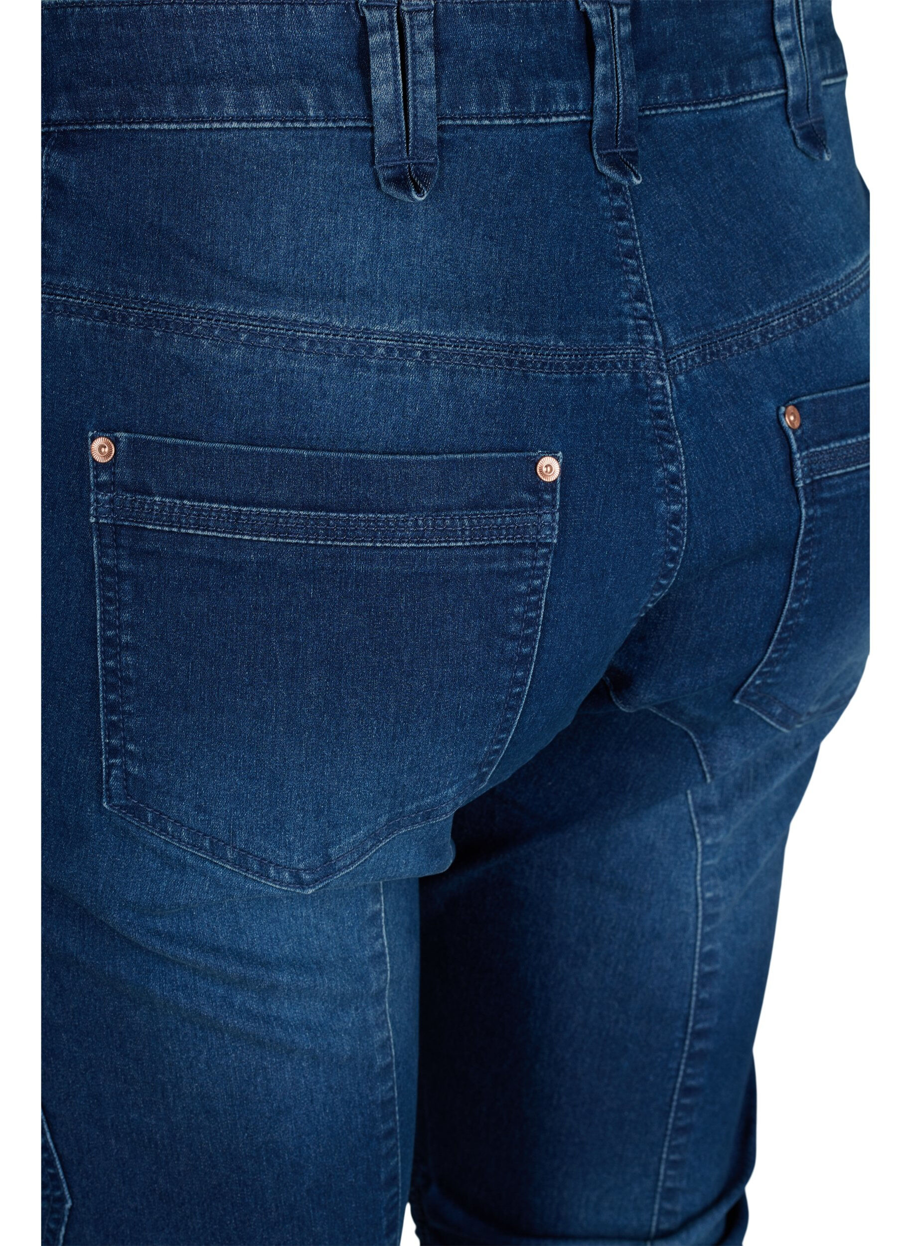 Zizzi Slim fit capri-jeans med fickor, Bl&aring;, Packshot image number 3