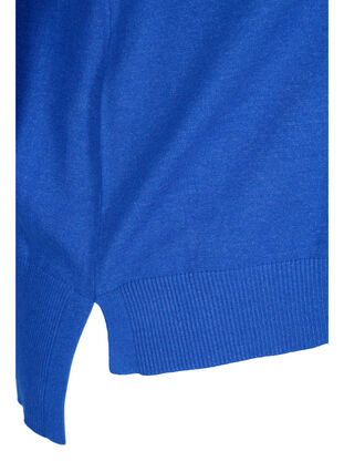 Långärmad tröja med ribb och slits, Dazzling Blue Mel., Packshot image number 3