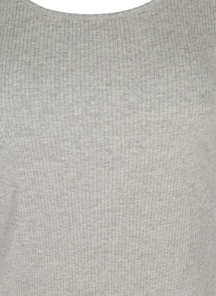 Ribbad klänning med korta ärmar, Light Grey Melange, Packshot image number 2