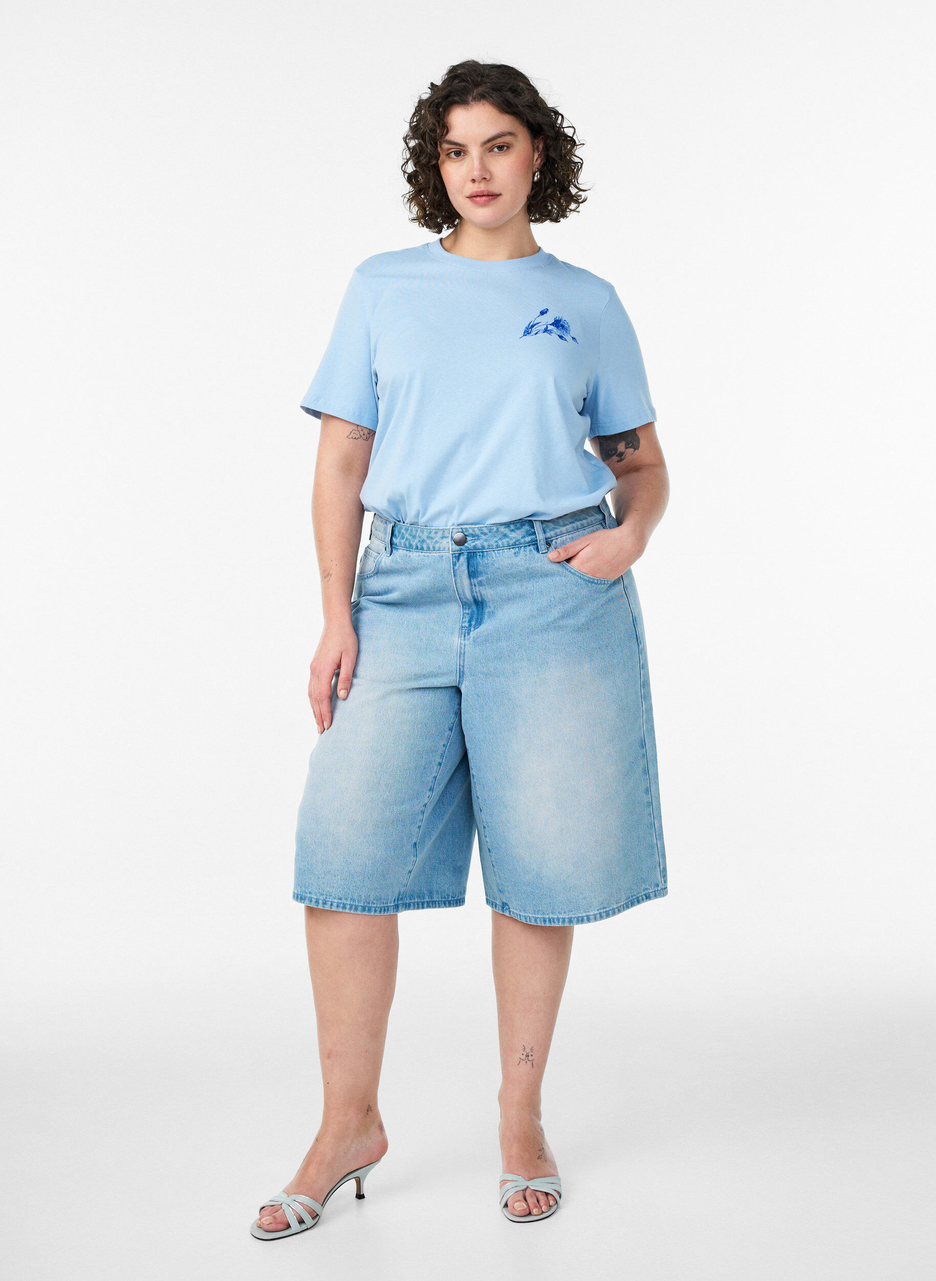 ZizziT-shirt i bomull med tryck, Bl&aring;, Model image number 1