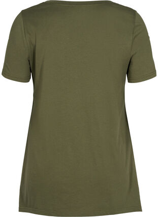 A-linjeformad t-shirt i bomull, Ivy Green YES, Packshot image number 1
