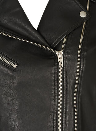 Jacka i imiterat skinn med blixtlåsdetaljer, Black, Packshot image number 2