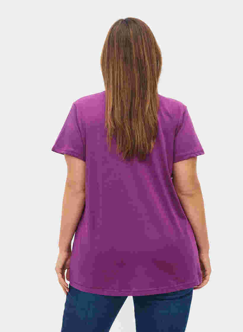 V-ringad t-shirt med meshdetaljer, Gloxinia, Model image number 1
