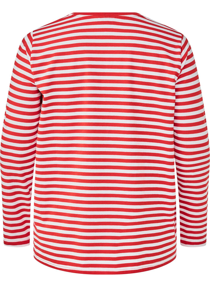 Randig blus med motiv, Whitew.FlameS.Stripe, Packshot image number 1