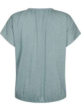 Melange blus med korta ärmar, Chinois Green Mel., Packshot image number 1