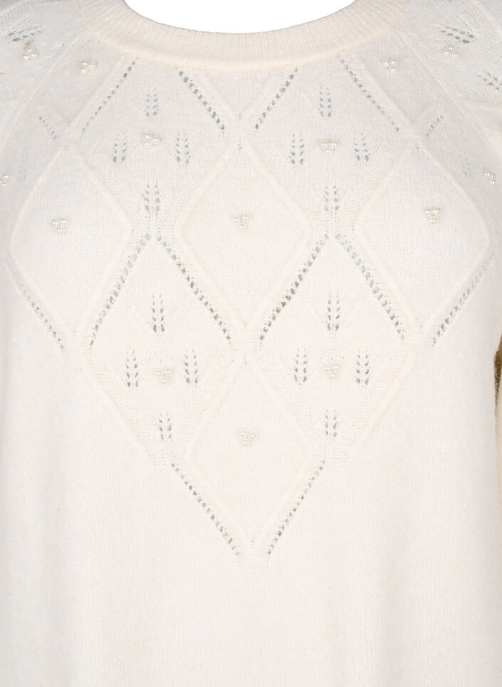 Stickad klänning med mönster och pärlor, Birch Mel., Packshot image number 2